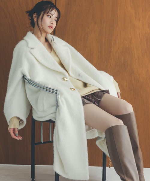 SNIDEL（スナイデル）の「シャギーロングコート（チェスターコート