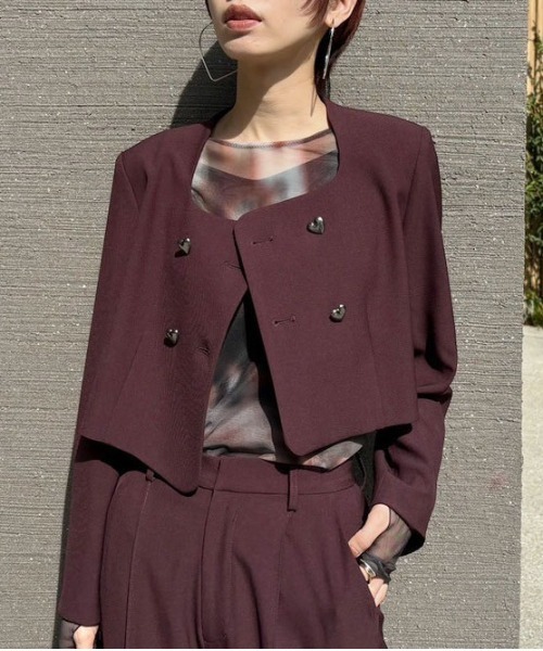 Ameri（アメリ）の「OTONA MUSE CURVE HEART JACKET（ノーカラー