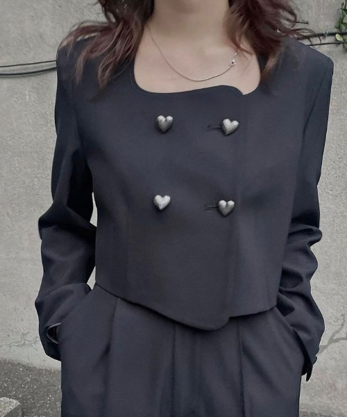 Ameri（アメリ）の「OTONA MUSE CURVE HEART JACKET（ノーカラー