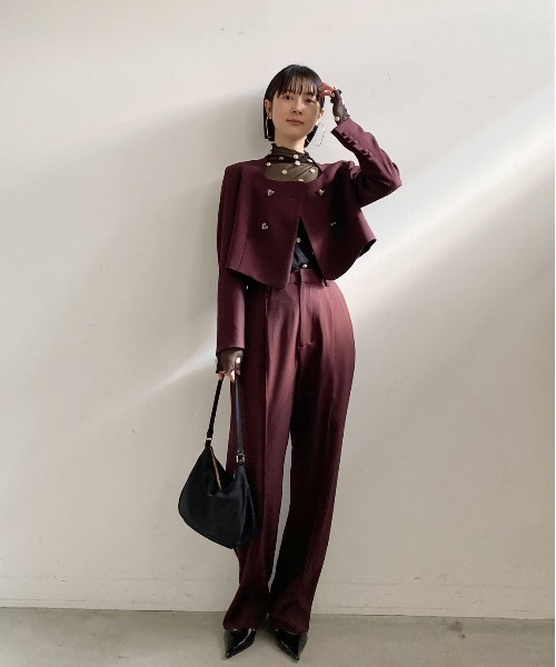 Ameri（アメリ）の「OTONA MUSE CURVE HEART JACKET（ノーカラー