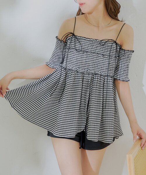 水着】シャーリングオフショル3点セット（水着）｜Chico（チコ）の