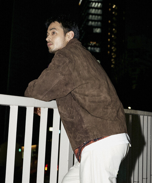 Goat Leather スエード ミニマル シングルライダース（ブルゾン