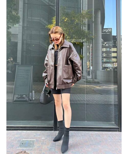 EVRIS（エヴリス）の「オーバーサイズフェイクレザーブルゾン