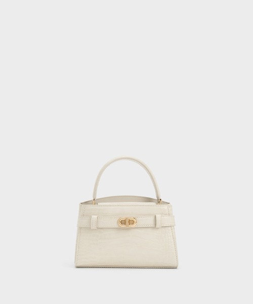 Aubrielle オブリエル クロックエフェクトトップハンドルバッグ