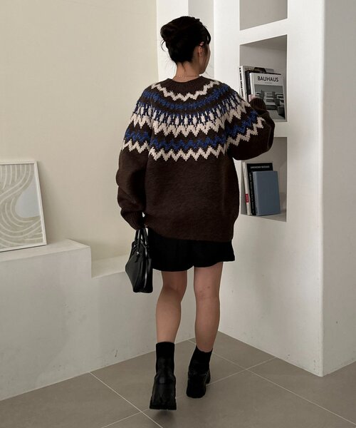 セール】【ユニセックス】求心柄オーバーニット（ニット/セーター