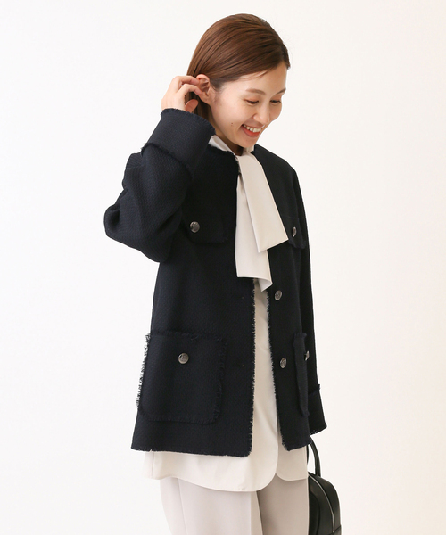 IENA（イエナ）の「＆NAVYノーカラーツィード ジャケット（その他