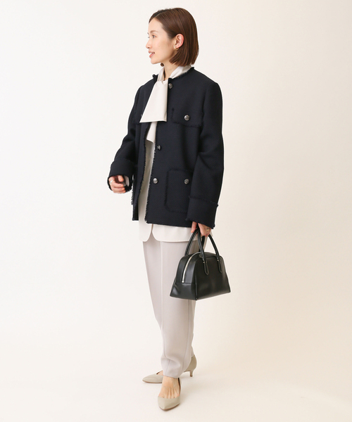 IENA（イエナ）の「＆NAVYノーカラーツィード ジャケット（その他