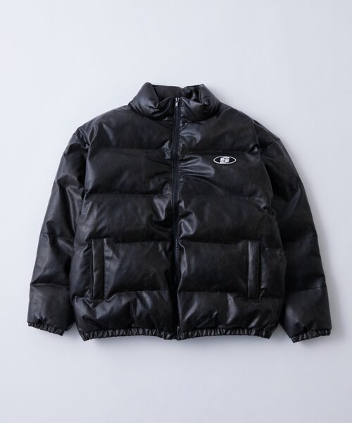 セール】【UNISEXS】Sロゴヴィンテージライクレザーブルゾン（ダウン