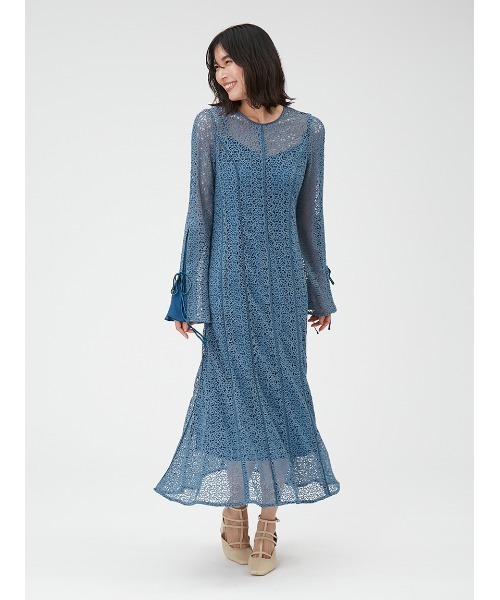 FRAY I.D（フレイアイディー）の「リーフレースパネルワンピース