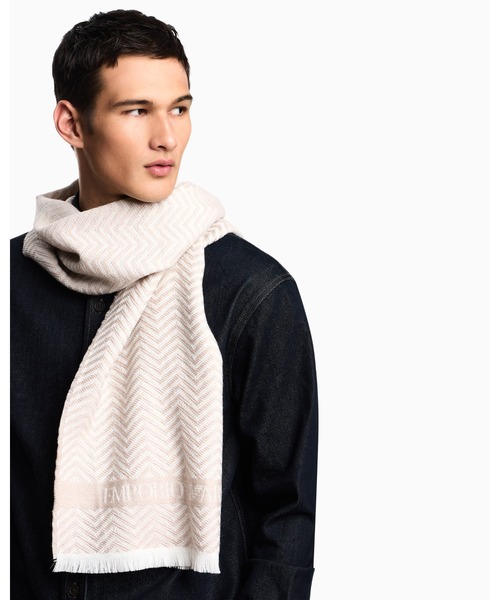 セール】【エンポリオ アルマーニ】スカーフ ウール シェブロン