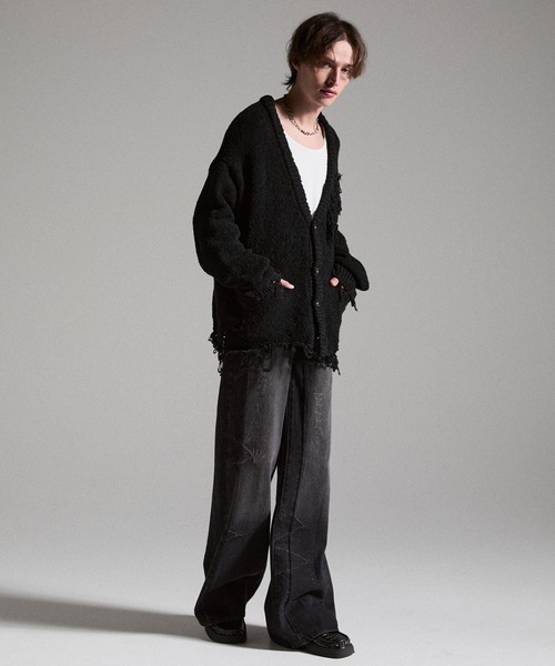 GRANCY】Damage Boucle Knit Cardigan / ダメージデザインブークレ