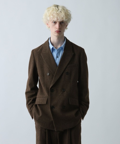 セール】【SET UP対応】ツイードダブルジャケット(HARE)（テーラード