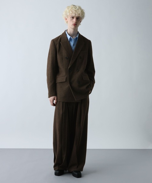 セール】【SET UP対応】ツイードダブルジャケット(HARE)（テーラード