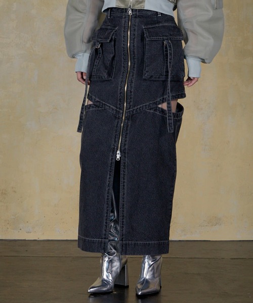 THINGS THAT MATTER/シングス ザット マター】NOTCH WORK DENIM SKIRT