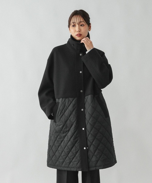 セール】ウールライク切り替えコート/499669（ステンカラーコート