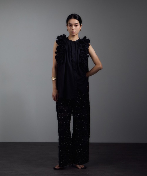 セール】【crinkle crinkle crinkle】別注side frill no sleeve blouse