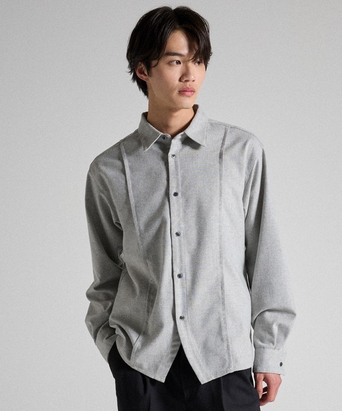 Parts Lab.】Basic Brushed Polyester Rregular Collar Shirt