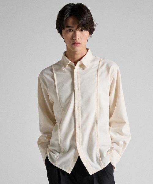 Parts Lab.】Basic Brushed Polyester Rregular Collar Shirt