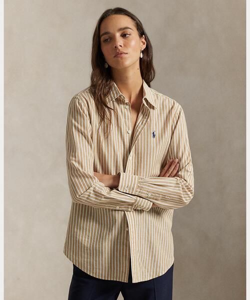 クラシック フィット ストライプド コットンリネン シャツ（シャツ