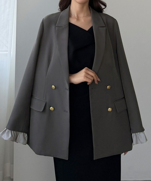 フリルレイヤードデザインジャケット（テーラードジャケット）｜Louere