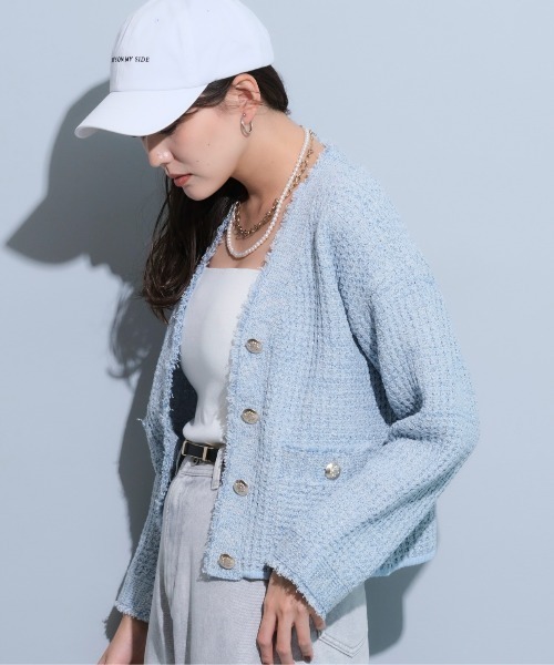 Mystrada（マイストラーダ）の「ツイードラメカーディガン（ニット