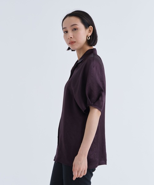 CINOH/チノ】別注 ACETATE SATIN HALF SLEEVE SHIRT/アセテートサテン