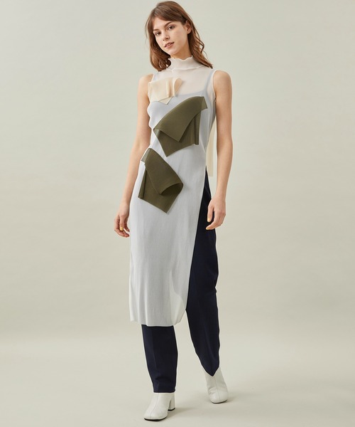 kotohayokozawa】ノースリーブハイネックドレス（ワンピース