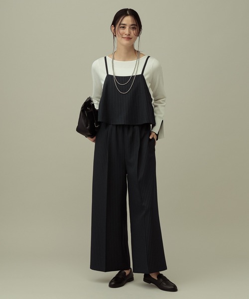 セレモニー／卒入式にも】＜多機能素材＞パウダリーツイルサロペット