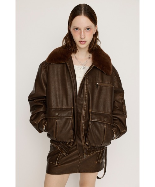 SLY（スライ）の「VINTAGE F/LEATHER S/BZ ヴィンテージ フェイク