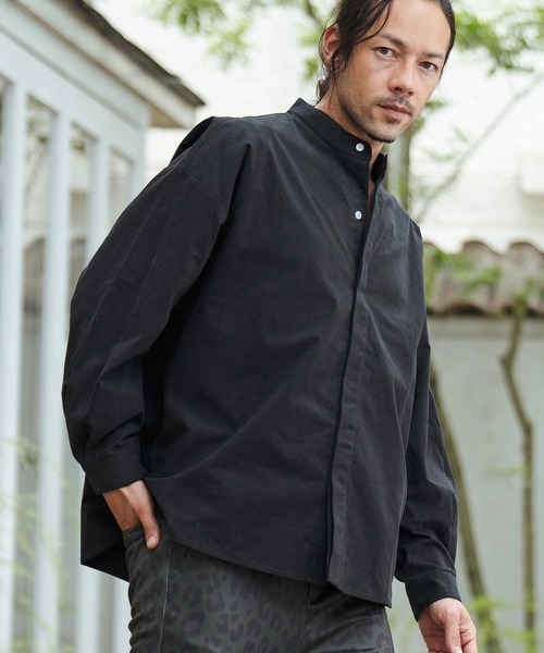 セール】ms5754-コットンスタンドカラー比翼シャツ（シャツ/ブラウス