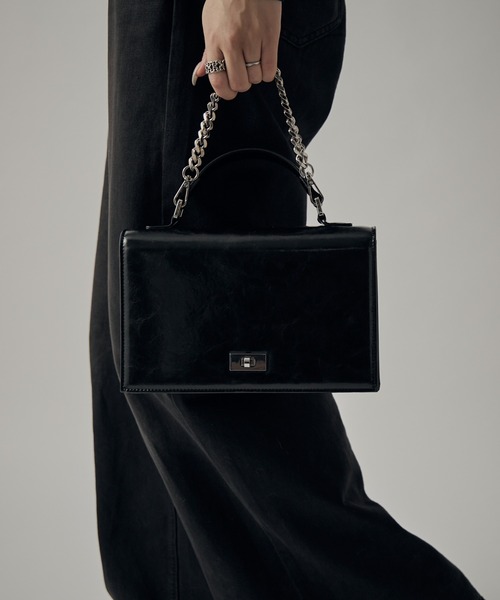 mi-企画】2wayショルダースクエアレザーバッグ（ショルダーバッグ