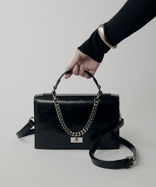 mi-企画】2wayショルダースクエアレザーバッグ（ショルダーバッグ