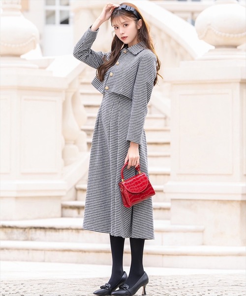 SWINGLE（スウィングル）の「千鳥ショートジャケット×ワンピース