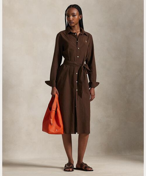 コットンリネン ベルテッド シャツドレス（シャツワンピース）｜POLO