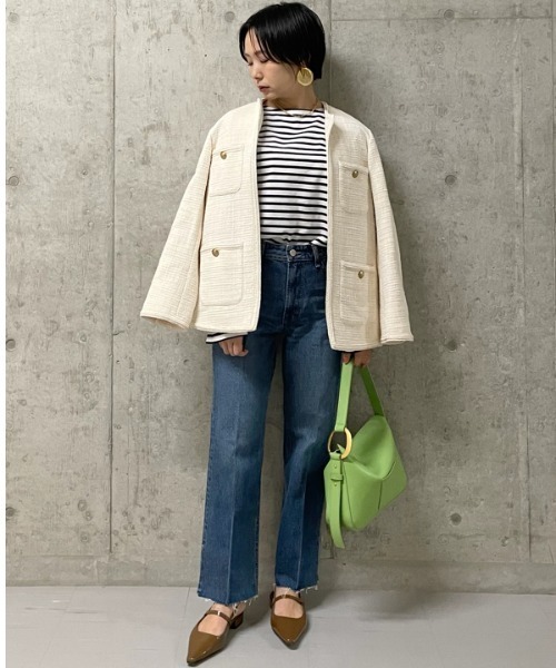 Mila Owen（ミラオーウェン）の「パッチポケット金ボタンロング