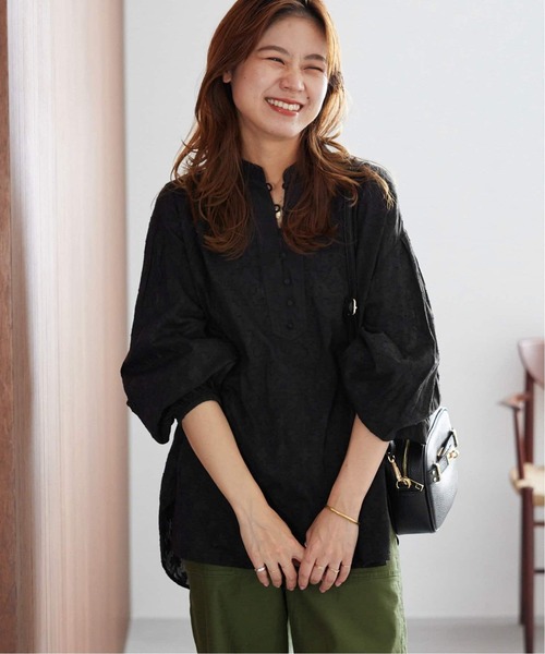 追加8》コットンジャガードギャザーブラウス（シャツ/ブラウス
