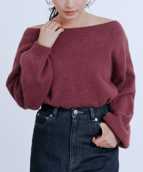 フォックスアンゴラ2wayネックニット 【低身長・小柄女性】（ニット