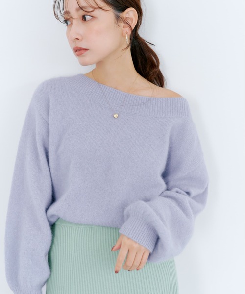 フォックスアンゴラ2wayネックニット 【低身長・小柄女性】（ニット