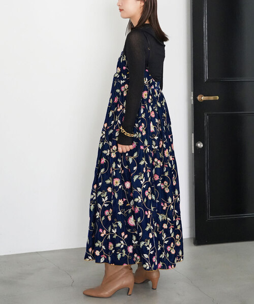 SLOBE IENA（スローブイエナ）の「ベルベットエンブロイダリー キャミ