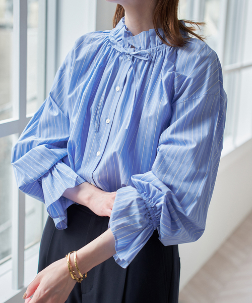 一部WEB・店舗限定カラーあり》タイプライターフリルカラーブラウス