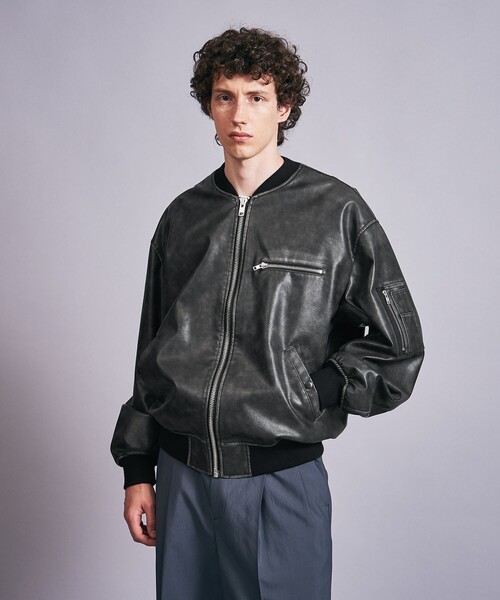 MONKEY TIME（モンキータイム）の「レザーライク ボンバー ジャケット