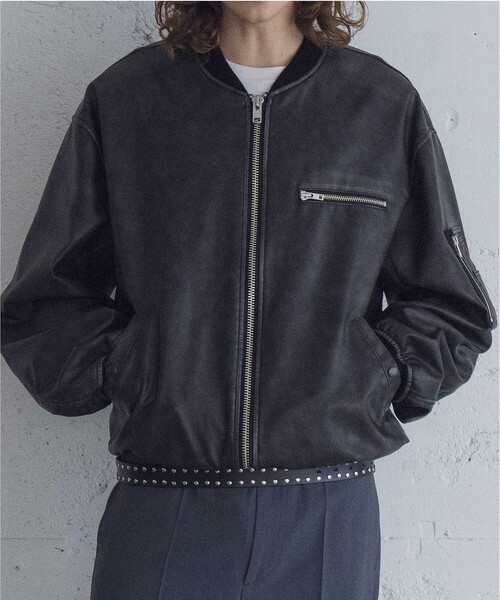 MONKEY TIME（モンキータイム）の「レザーライク ボンバー ジャケット