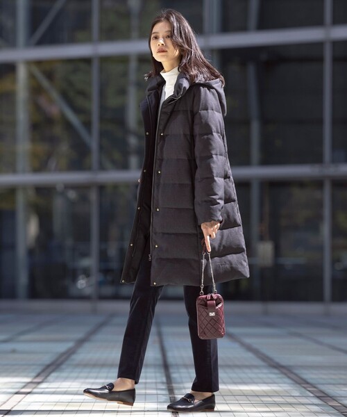 J.PRESS（ジェイプレス）の「千鳥&グレンチェック ロング ダウン