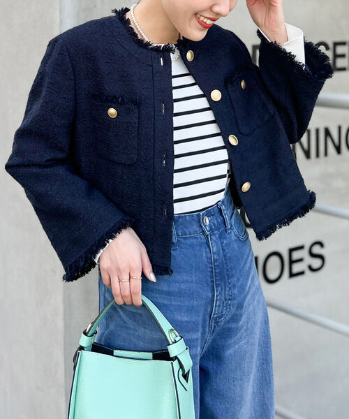 NOLLEY'S（ノーリーズ）の「ツイードショートジャケット（ノーカラー