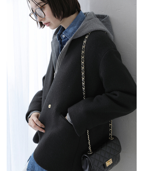 セール】ノーカラーショートコート（ノーカラーコート）｜La TOTALITE