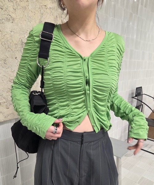 2WAY GATHER CUT TOP（Tシャツ/カットソー）｜Ameri（アメリ）の