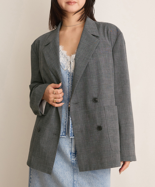 IENA LA BOUCLE グレンチェックダブルブレストジャケット（テーラード