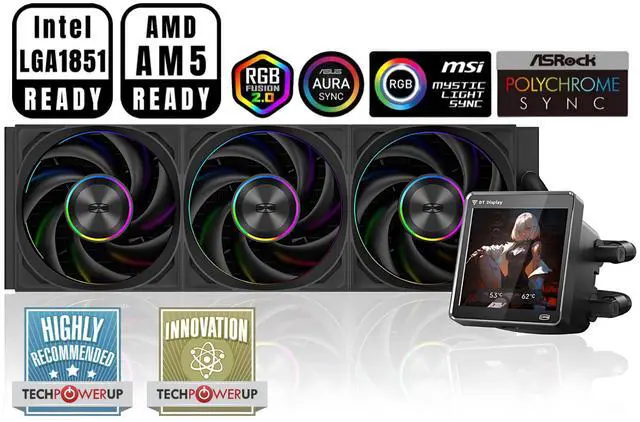 PCCOOLER CPS DT360 ARGB Display AIO CPU Liquid Cooler, 360mm