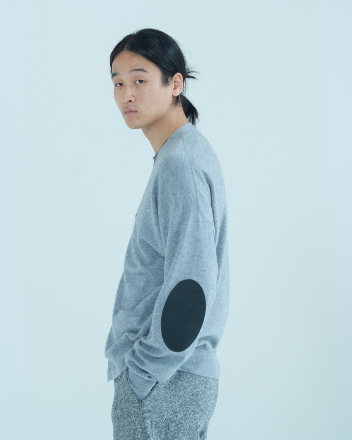 モンゴリアンカシミヤ エルボーパッチ カーディガン, Ash Gray – cash