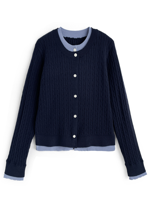 レイヤード風ケーブル編みニットカーディガン[an1872] | レディース